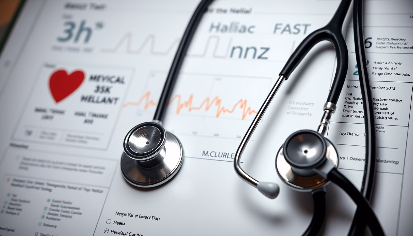 Stethoscope on medical chart em estilo editorial