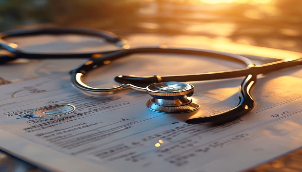 Stethoscope on medical chart em estilo editorial