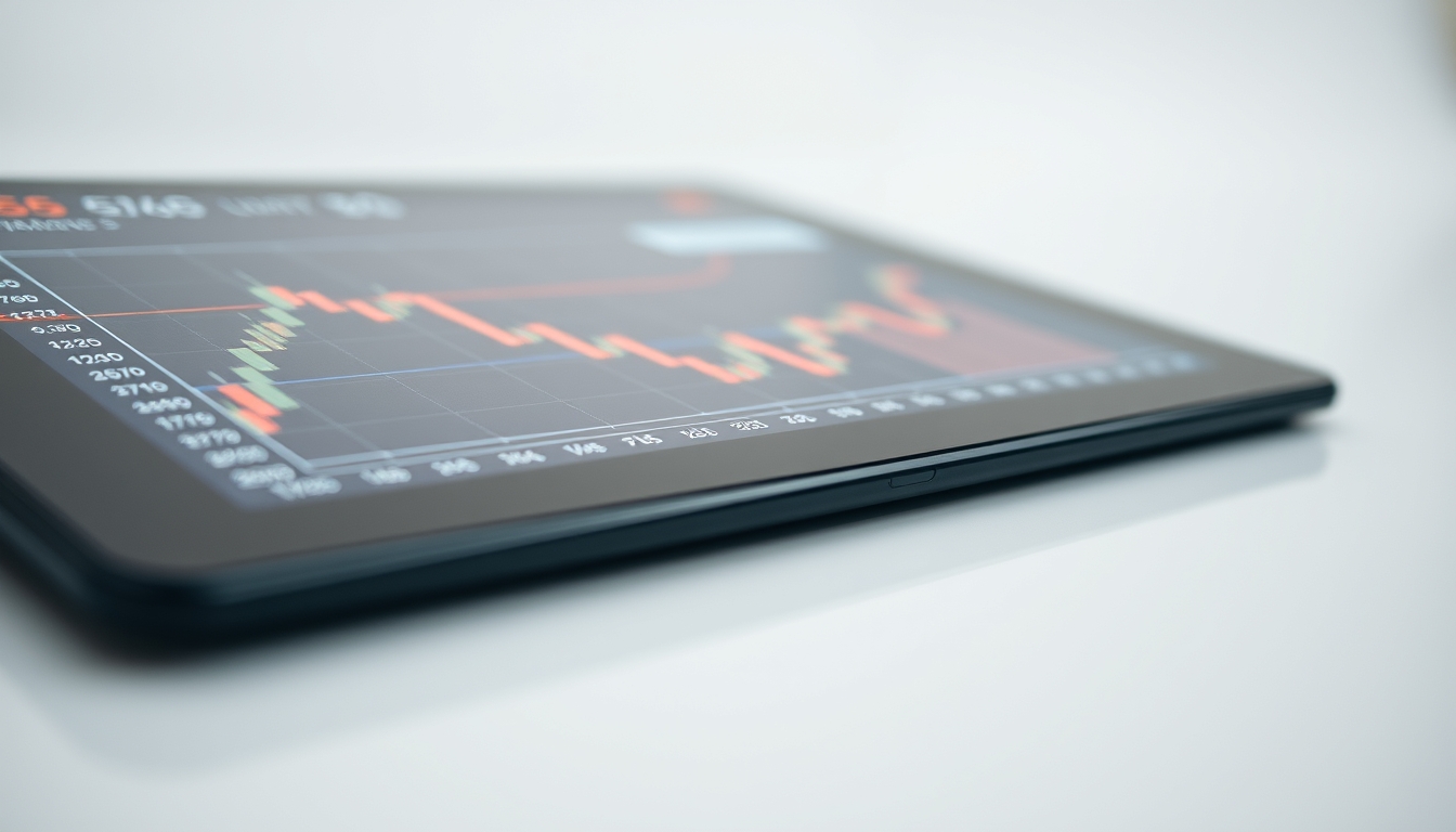 stock market chart on tablet macro in editorial style