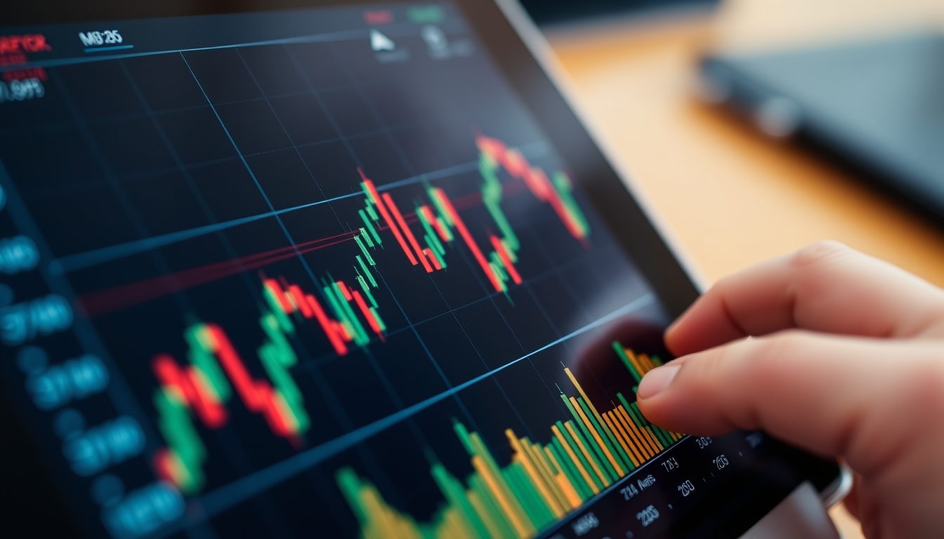 stock market chart on tablet macro in editorial style