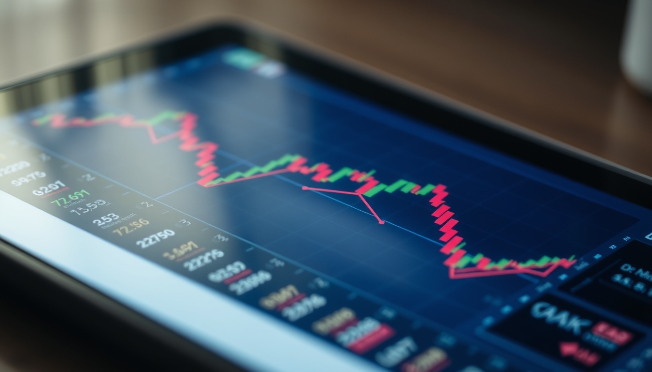 stock market chart on tablet macro in editorial style