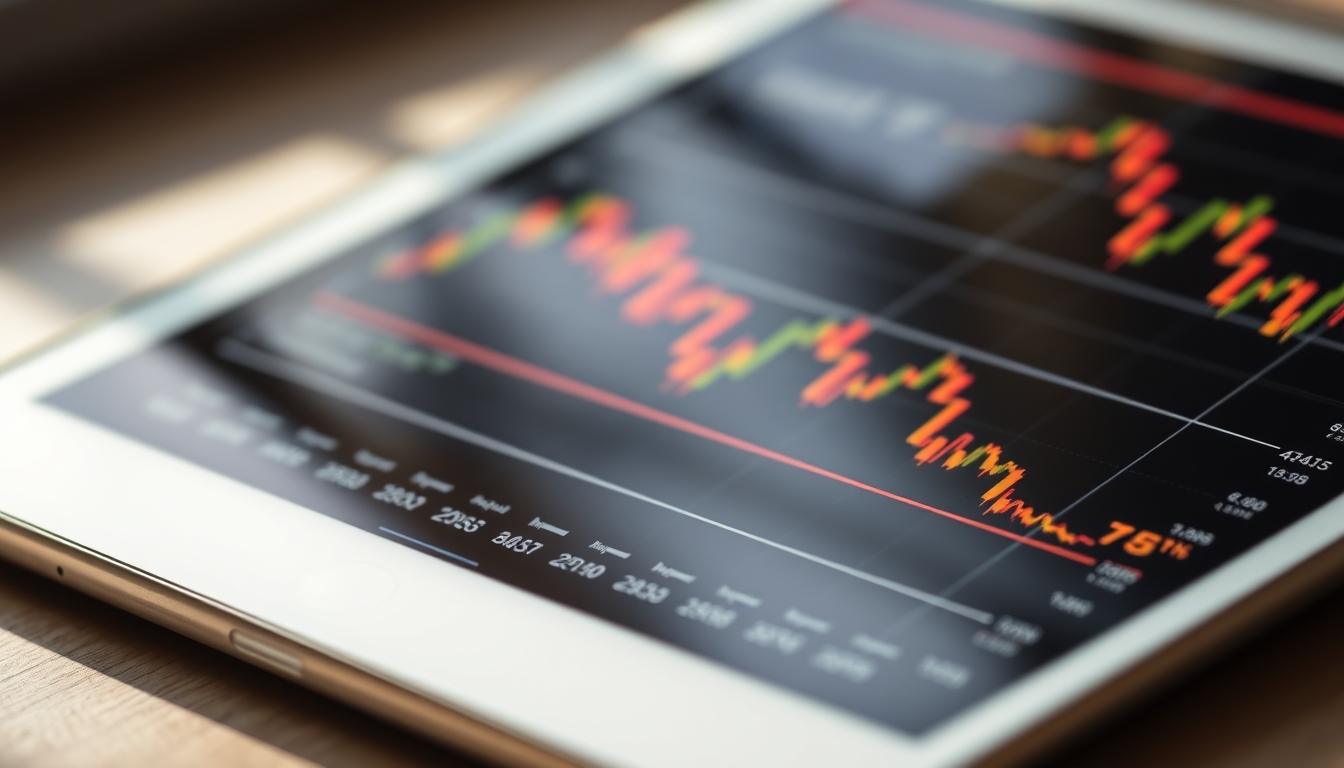stock market chart on tablet macro in editorial style