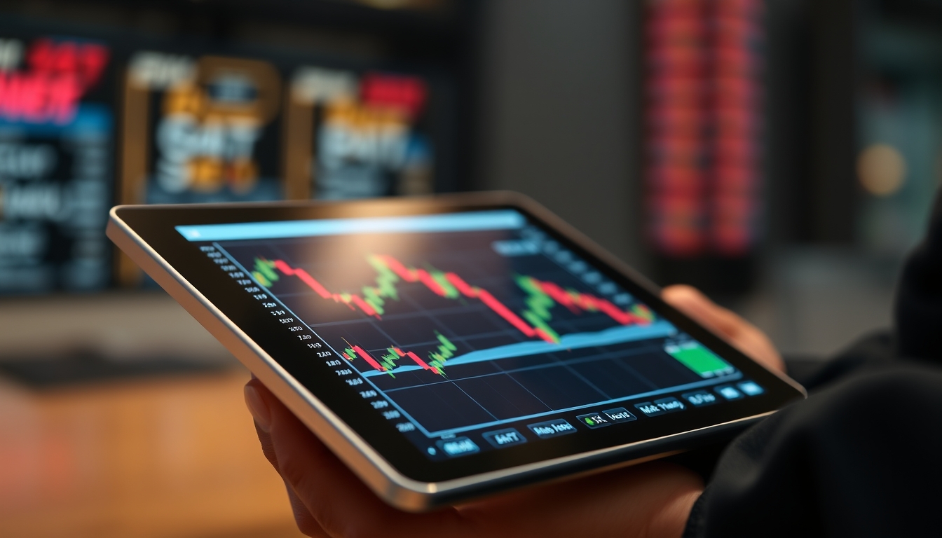 stock market chart on tablet macro in editorial style
