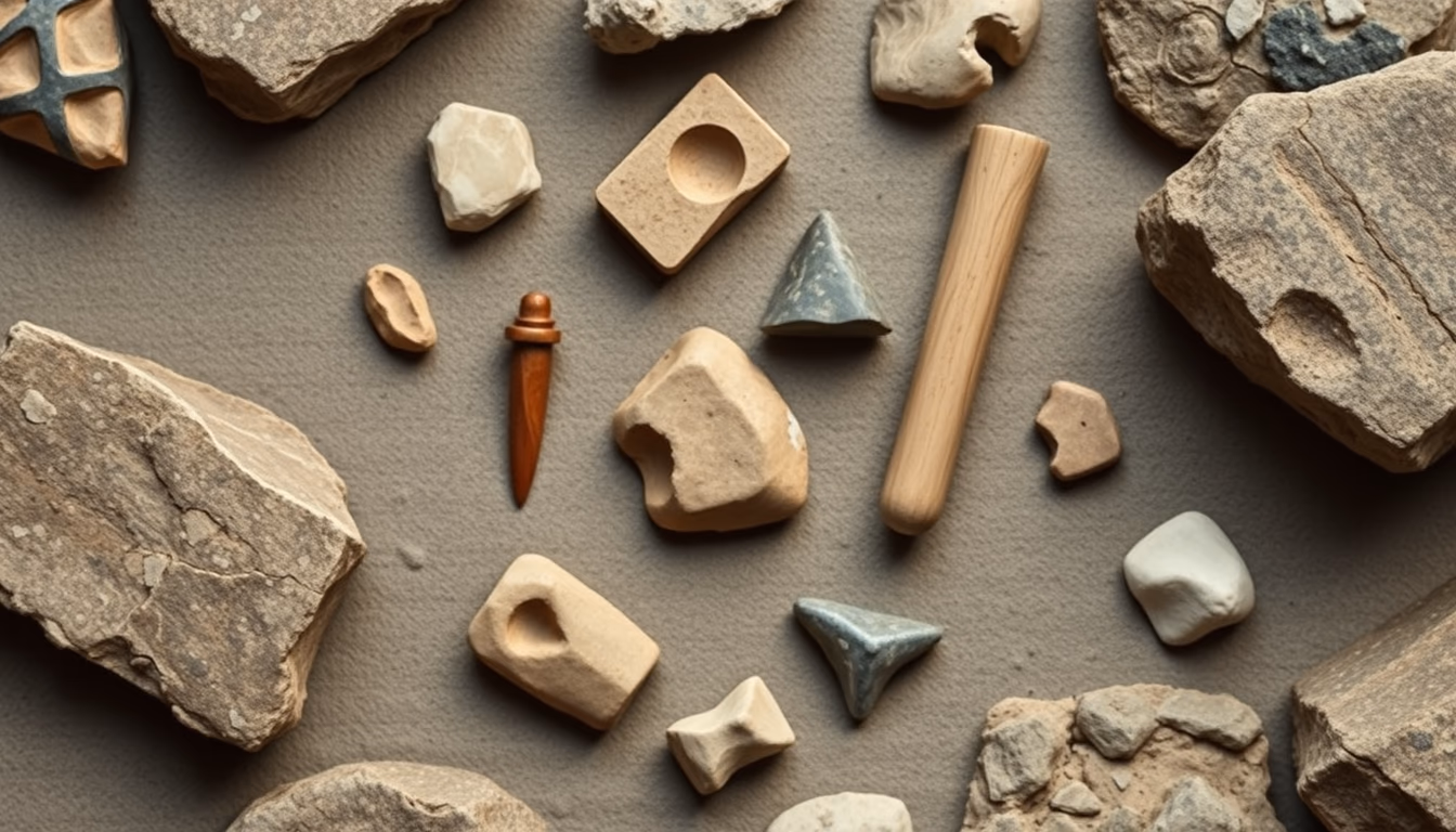 stone tools paleolithic in editorial style