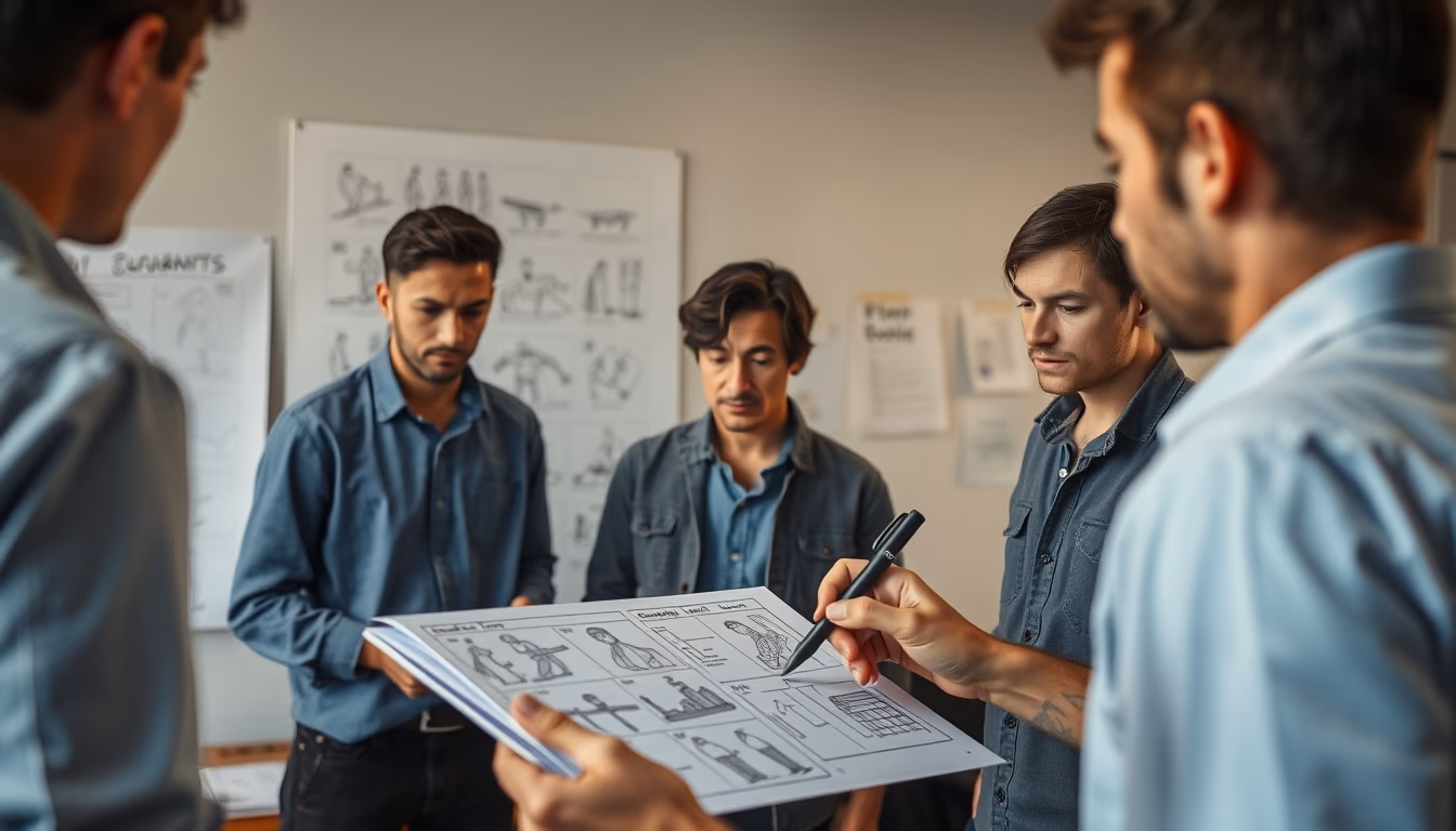 storyboard sketches in editorial style