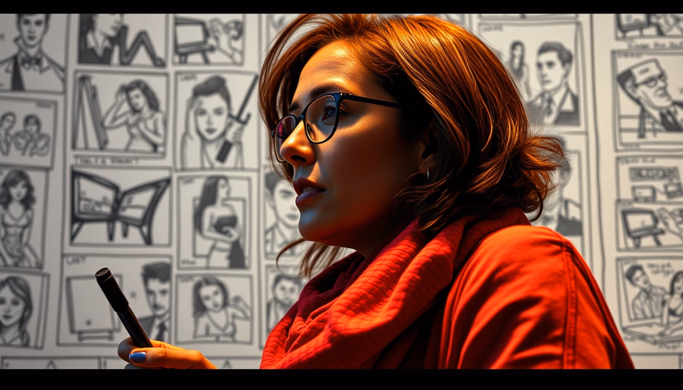 storyboard sketches in editorial style