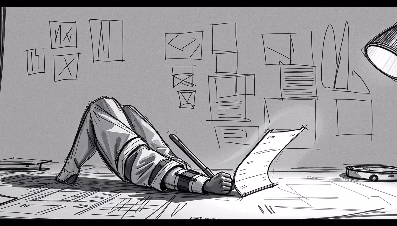 Storyboard sketches rough em estilo editorial