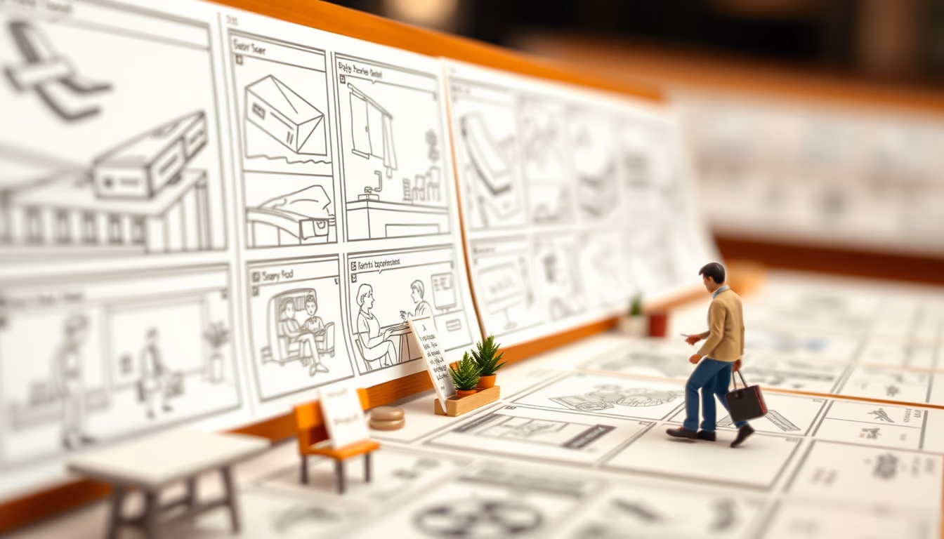 storyboard sketches in editorial style