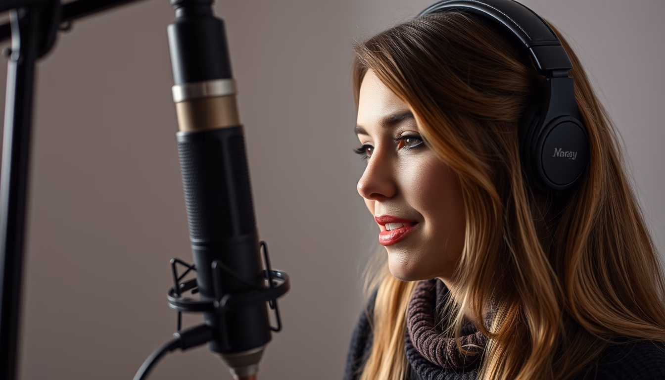 Microfone de estúdio with pop filter em estilo editorial