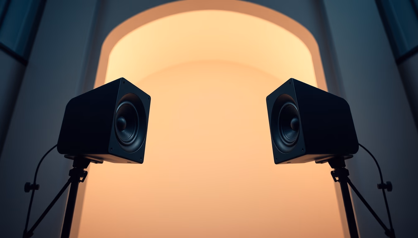 studio monitor speaker in editorial style