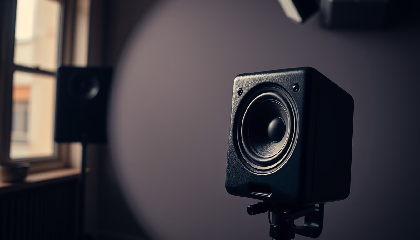 studio monitor speaker in editorial style