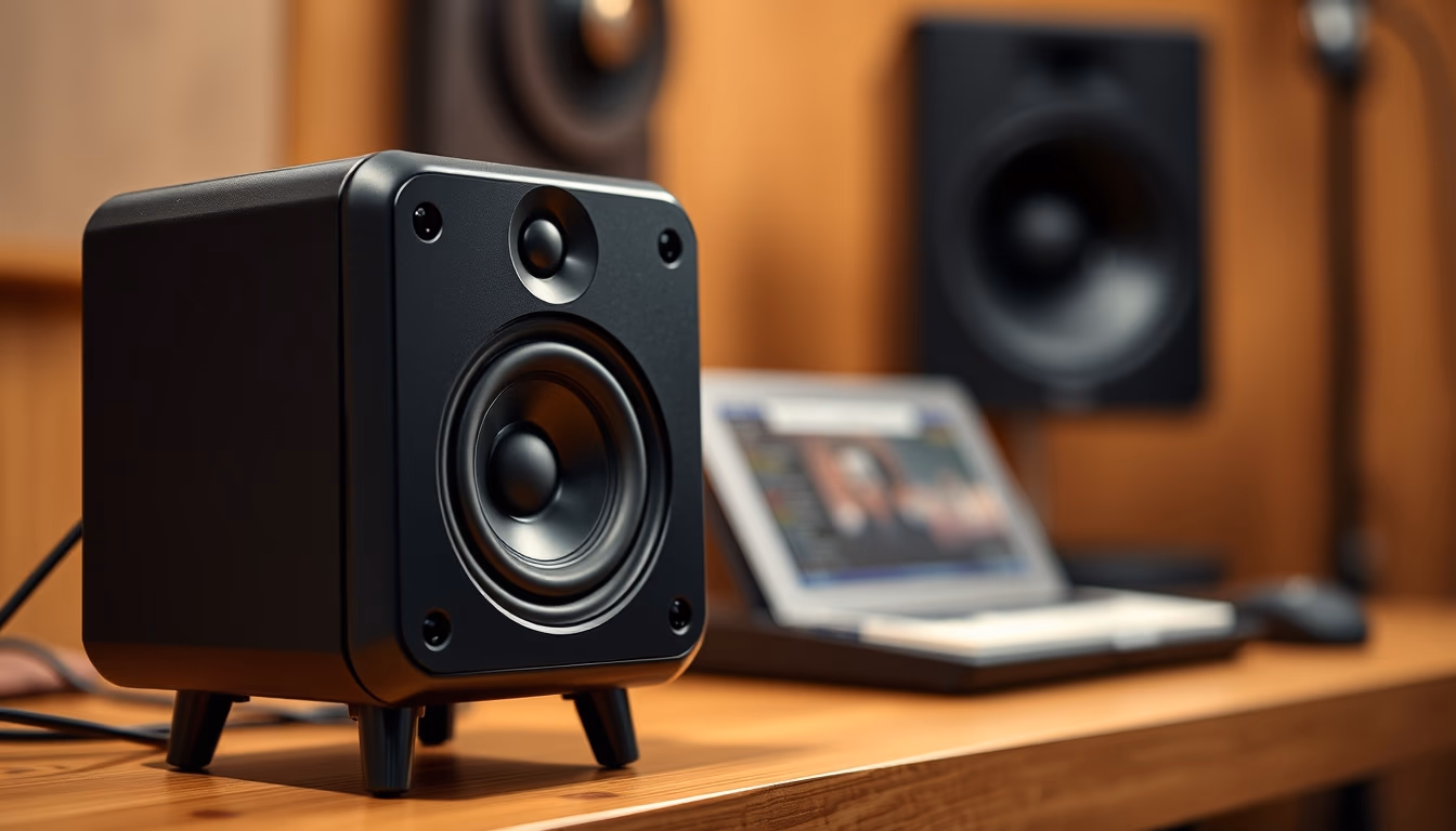 studio monitor speaker in editorial style