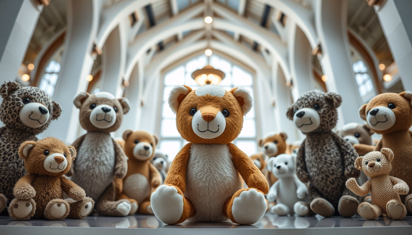 stuffed animals collection in editorial style