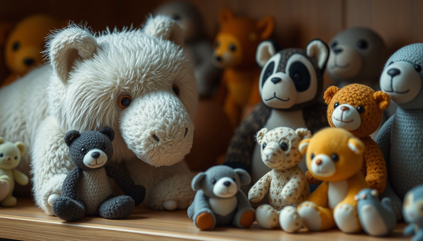 stuffed animals collection in editorial style
