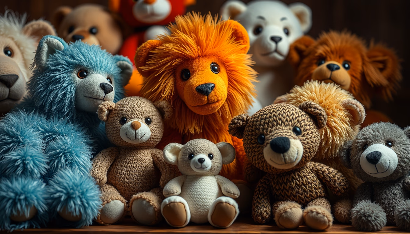 stuffed animals collection in editorial style
