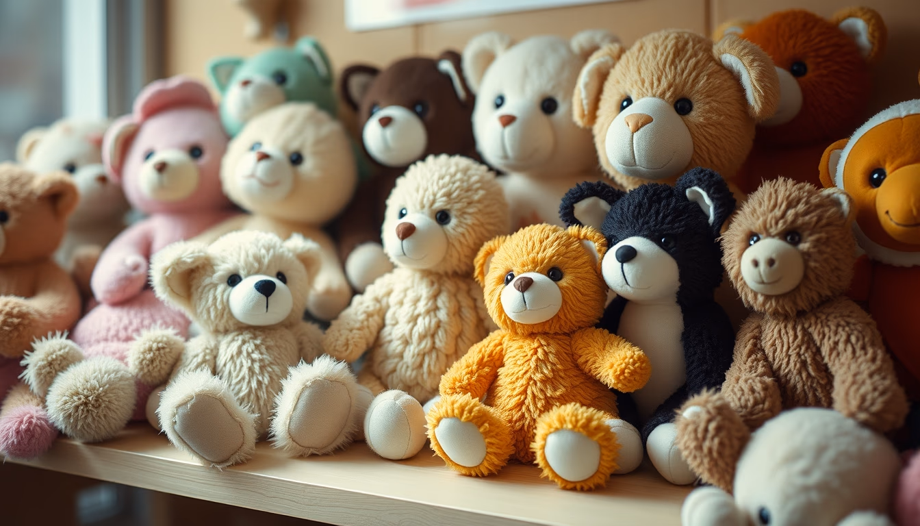 stuffed animals collection in editorial style