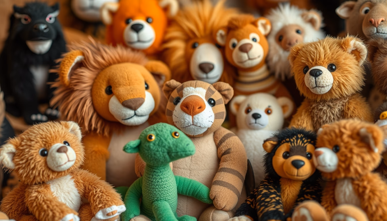 stuffed animals collection in editorial style