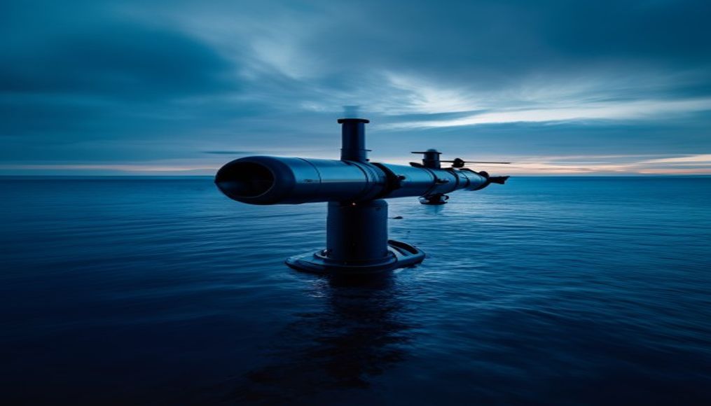 submarine periscope view in editorial style