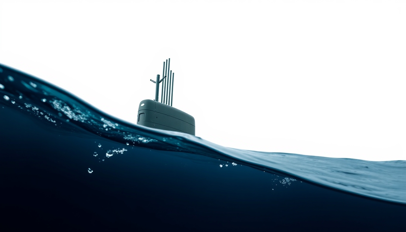 submarine surfacing ocean in editorial style