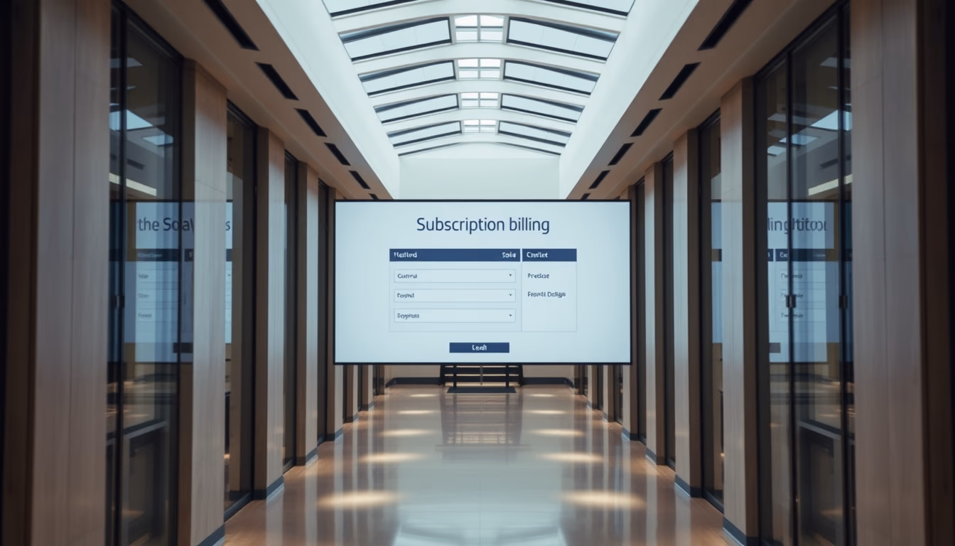 subscription billing screen in editorial style