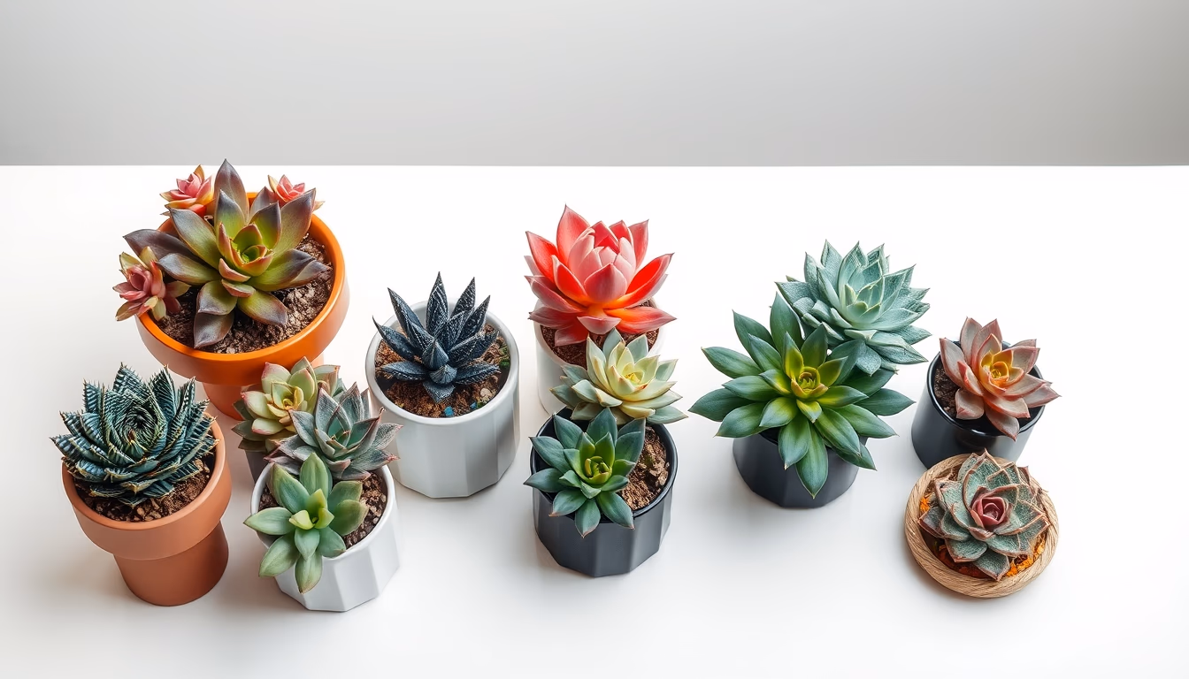 succulent collection table in editorial style