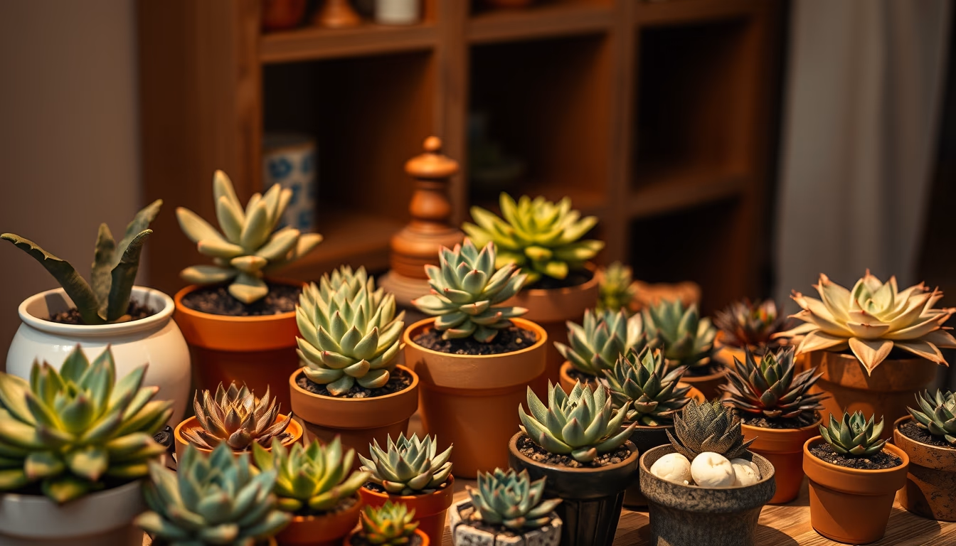 succulent collection table in editorial style