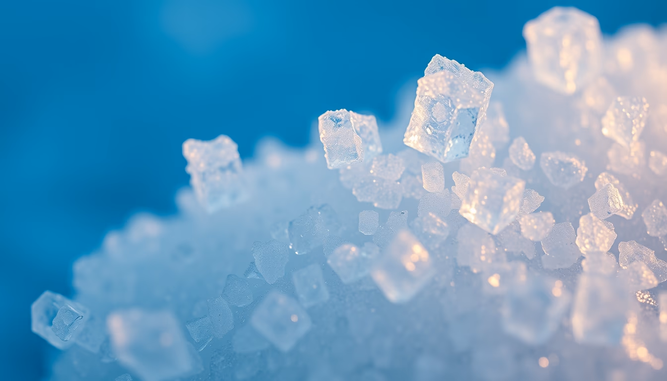 sugar crystals macro in editorial style