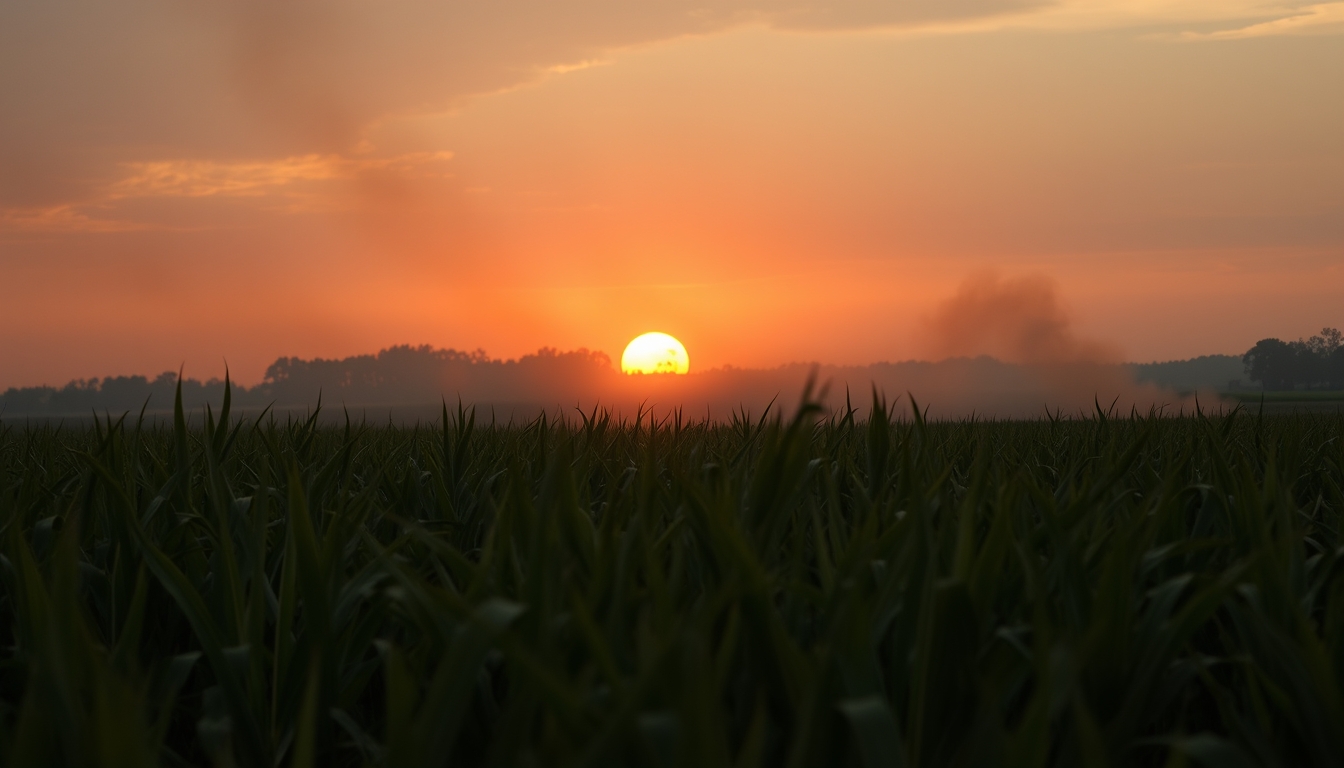 Sugarcane field on fire being controlled at sunset in São Paulo countryside em estilo editorial