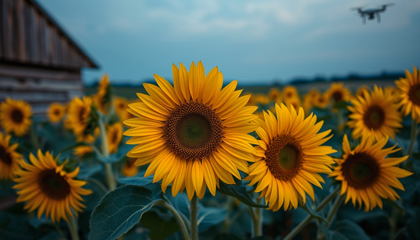 sunflower bunch rustic in editorial style