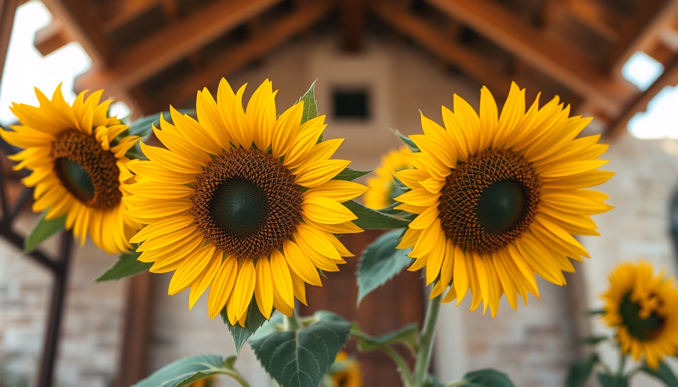 sunflower bunch rustic in editorial style
