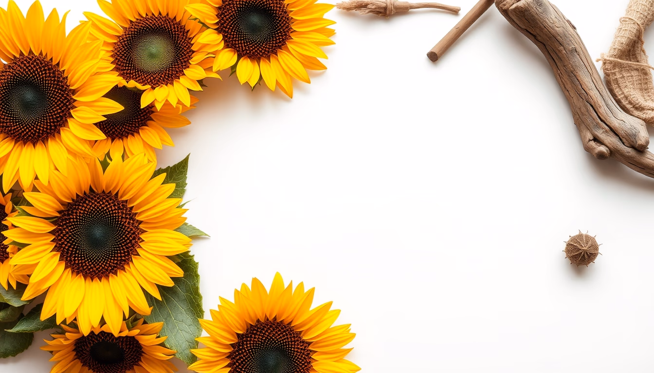 sunflower bunch rustic in editorial style