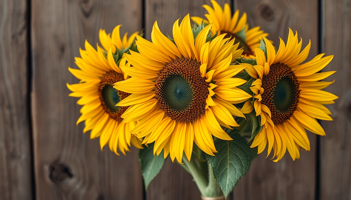 sunflower bunch rustic in editorial style