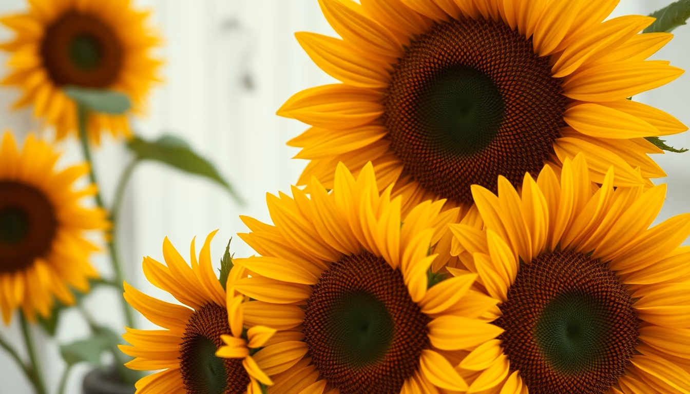 sunflower bunch rustic in editorial style