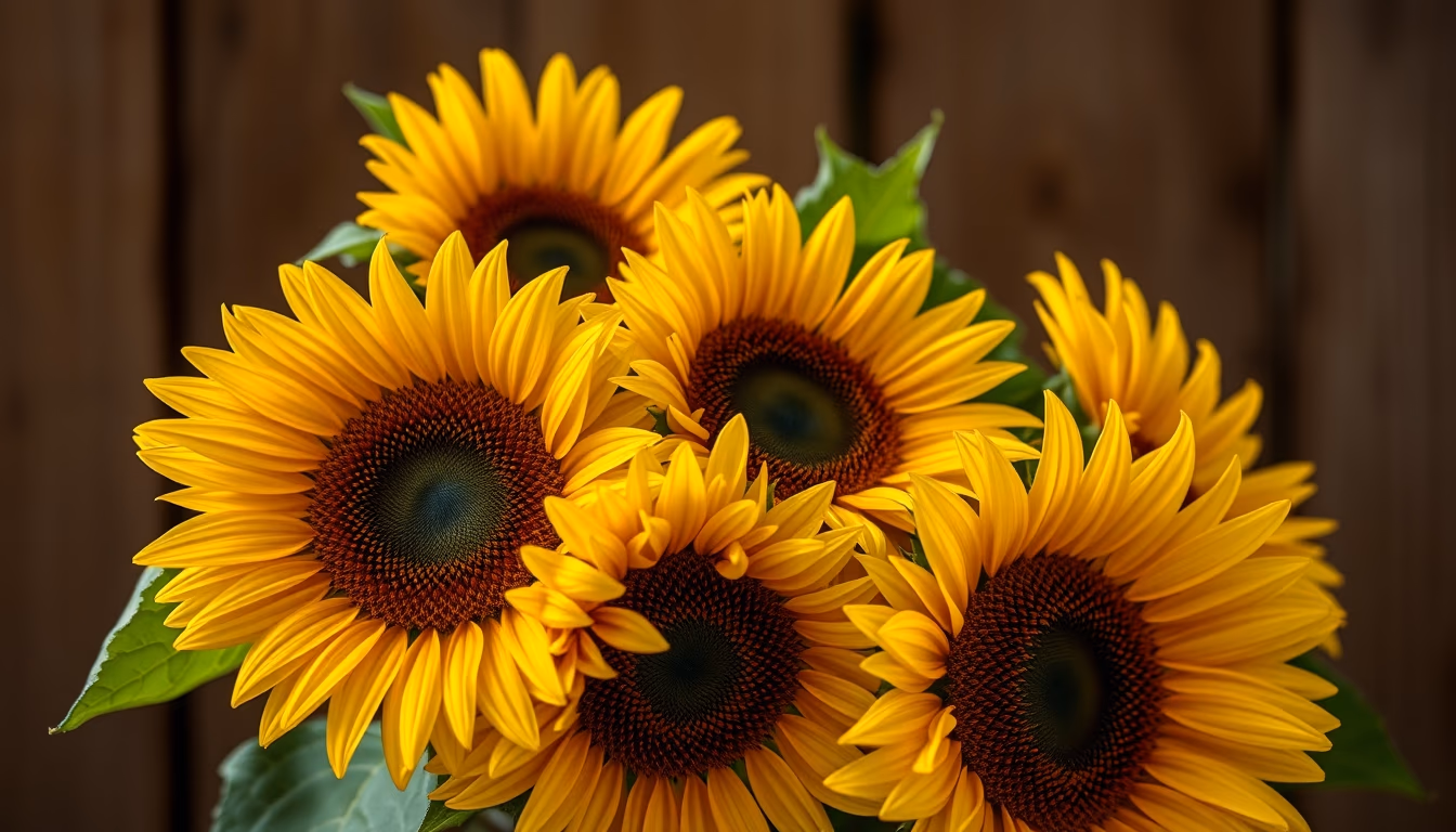 sunflower bunch rustic in editorial style