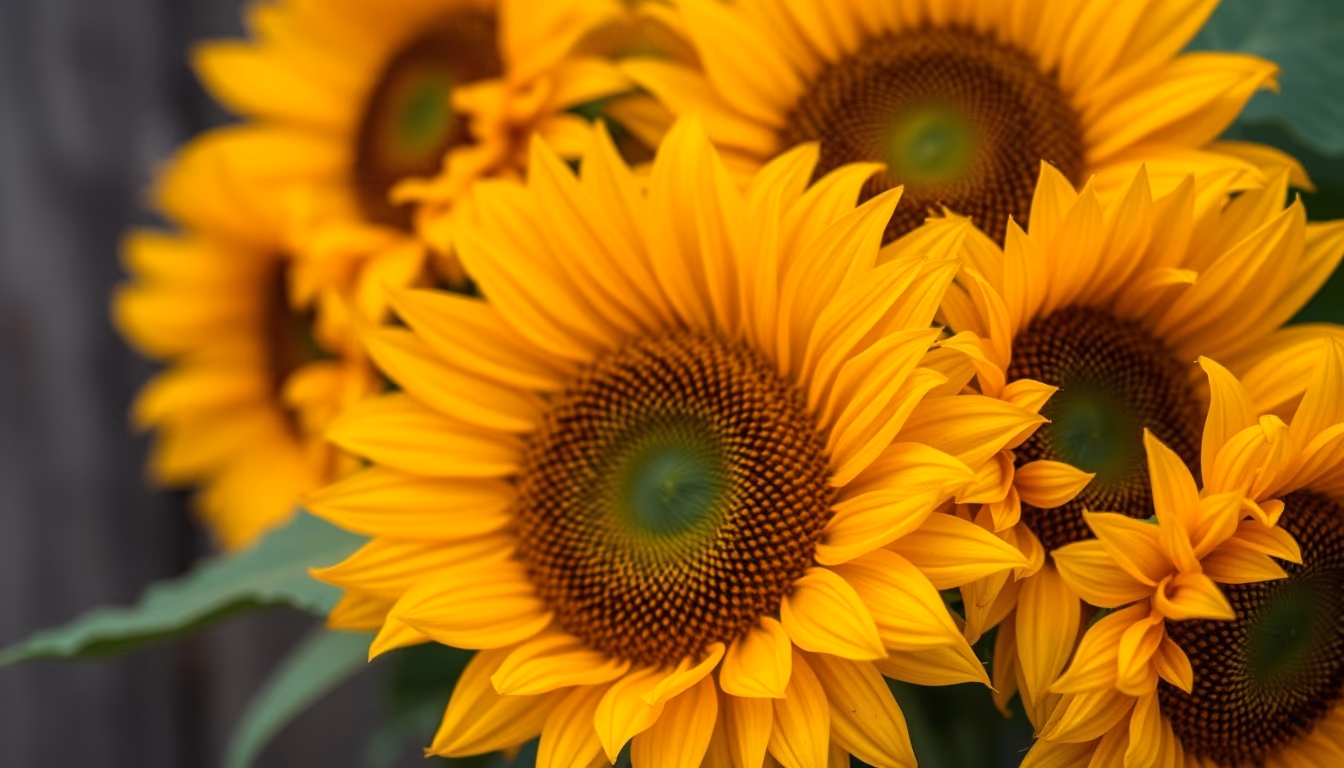 sunflower bunch rustic in editorial style