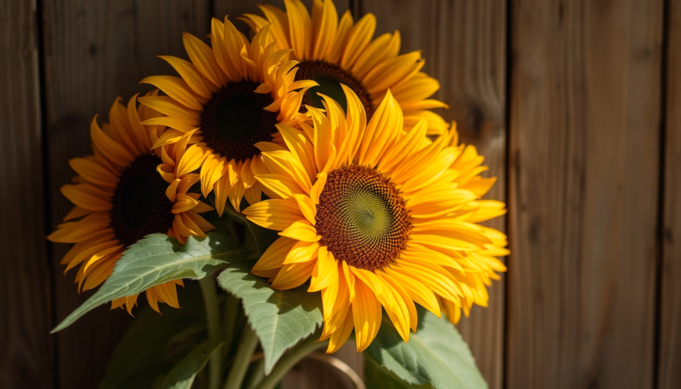sunflower bunch rustic in editorial style