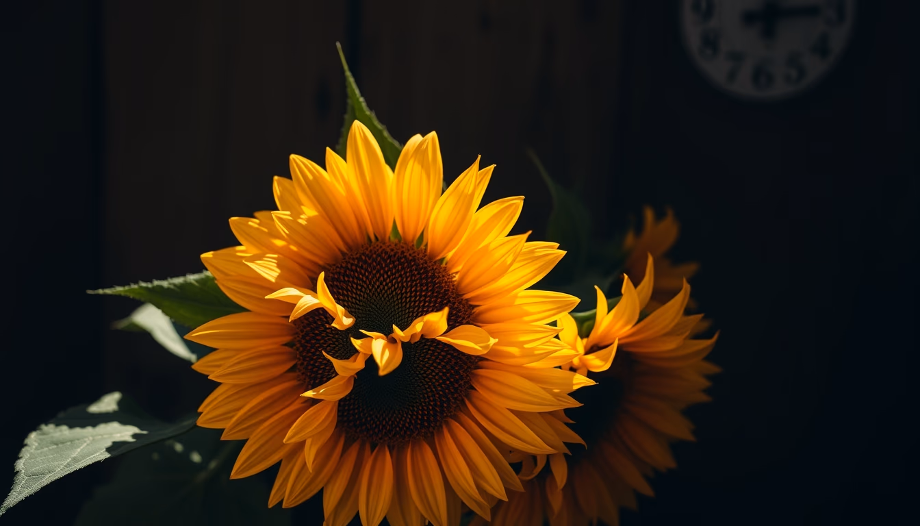 sunflower bunch rustic in editorial style