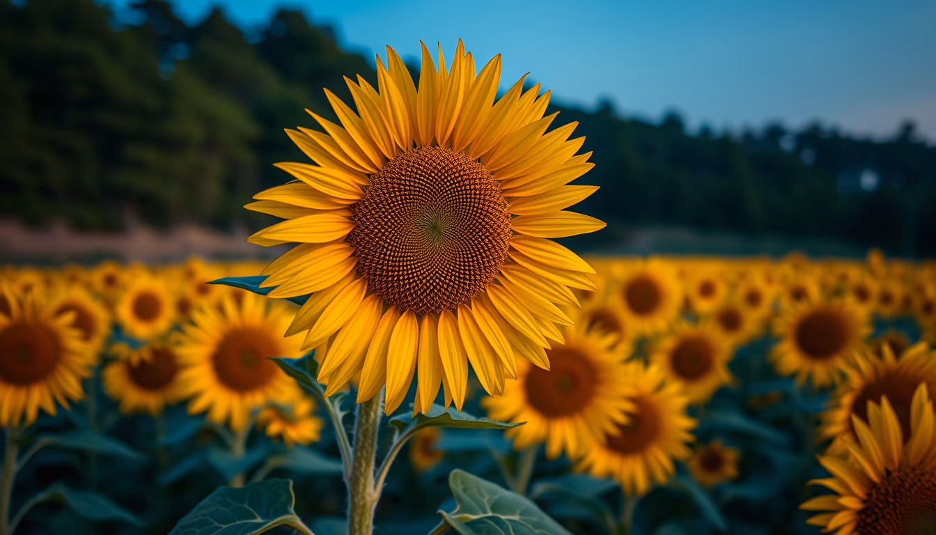 sunflower field golden in editorial style