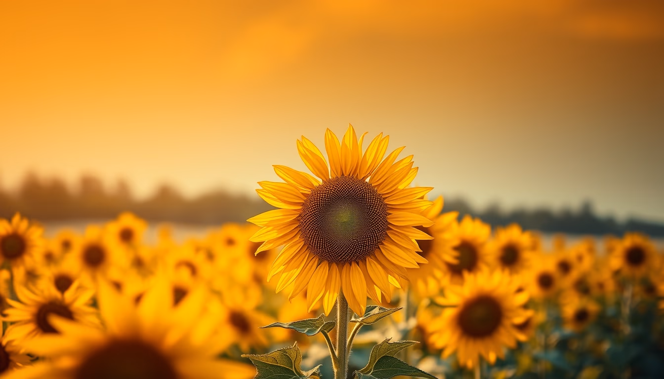 sunflower field golden in editorial style