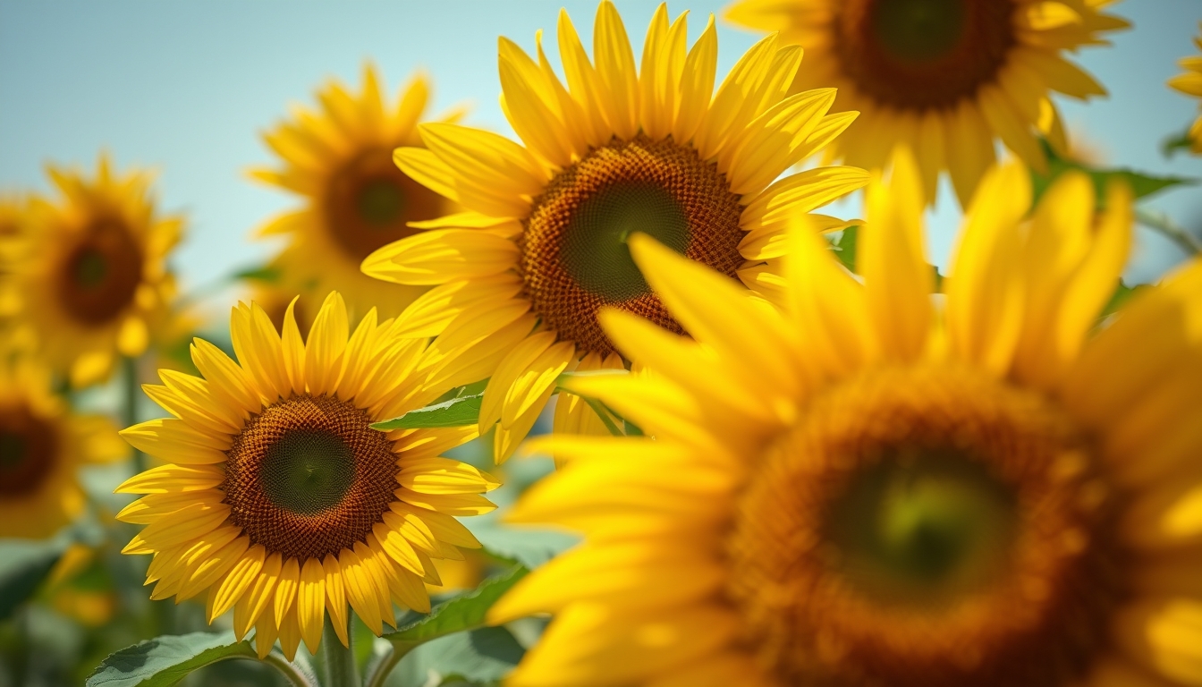 sunflower field golden in editorial style