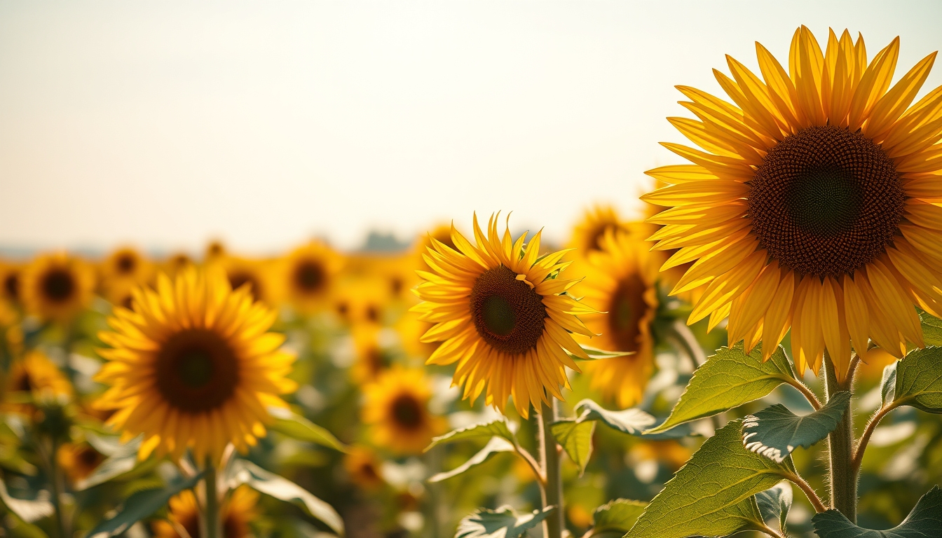 sunflower field golden in editorial style