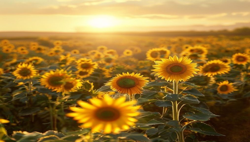 Sunflower field golden em estilo editorial