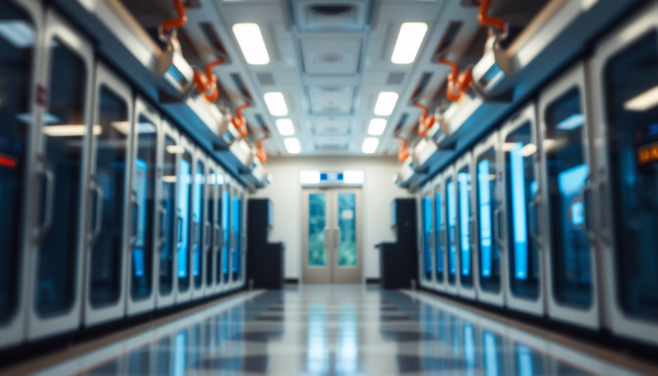 supercomputer hall in editorial style