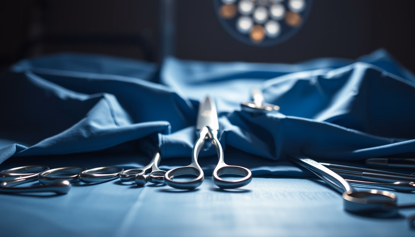 Surgical instruments laid out sterile em estilo editorial