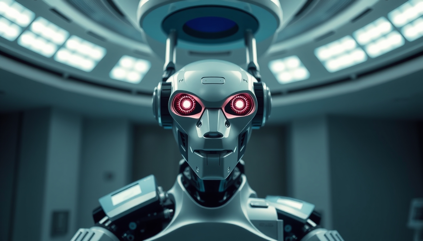 surgical robot da vinci in editorial style