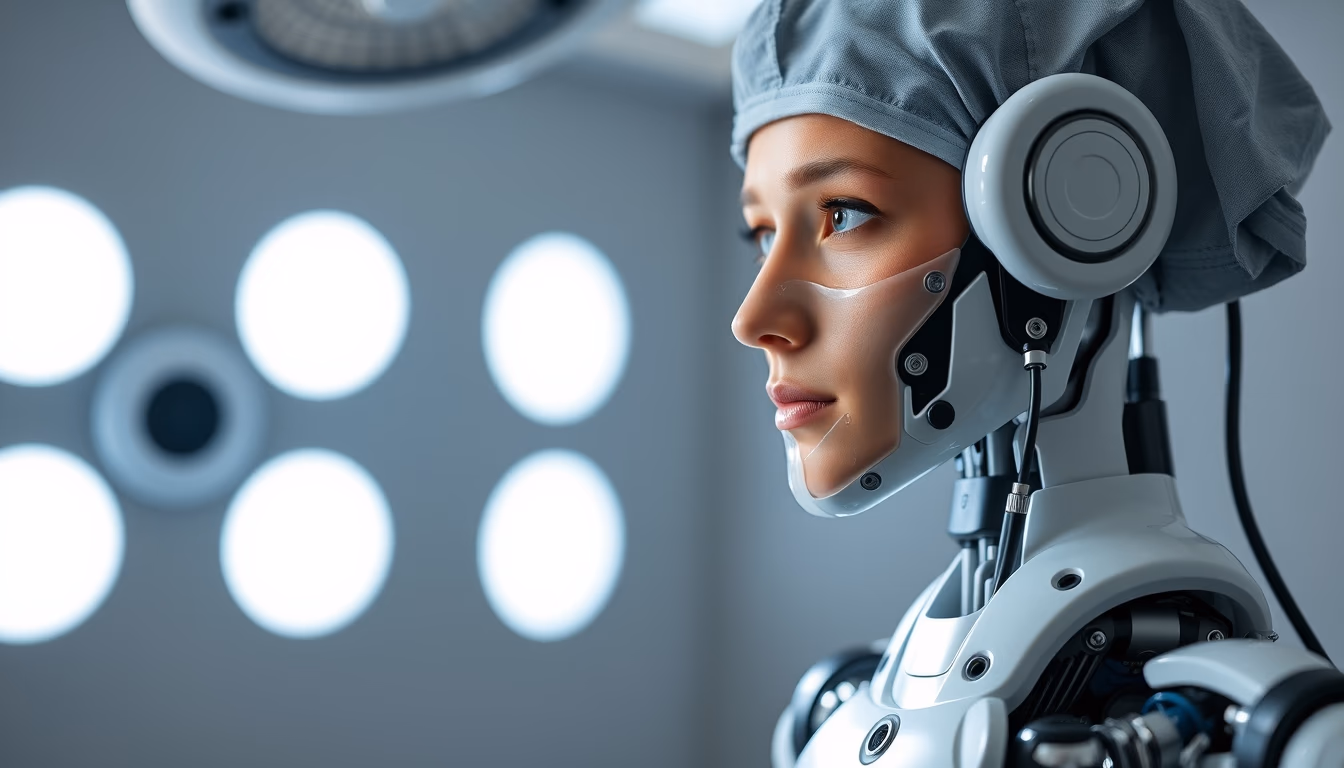 Robô cirúrgico da vinci em estilo editorial