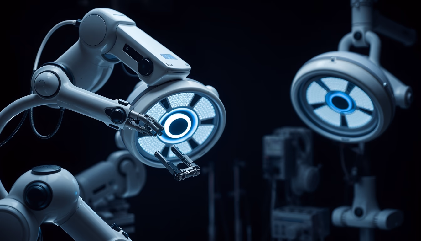 surgical robot da vinci in editorial style