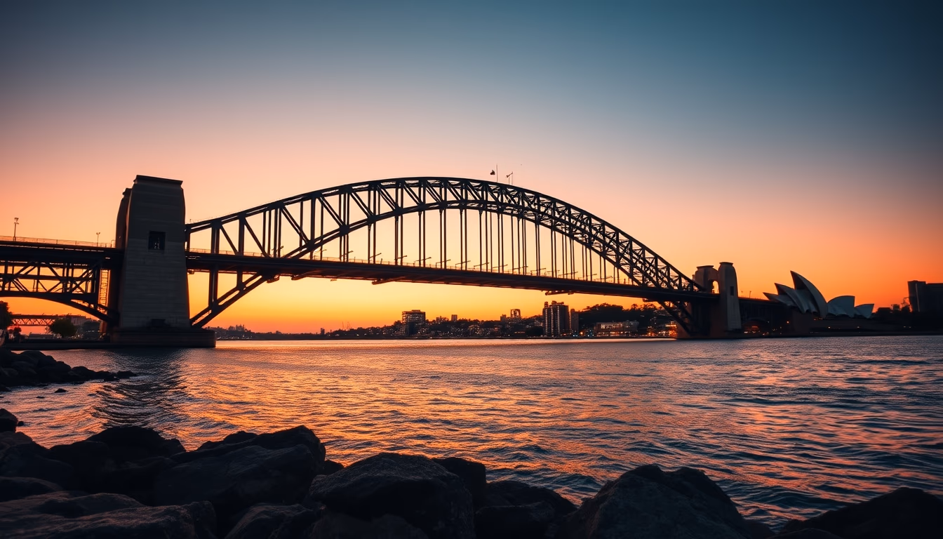 sydney harbour bridge in editorial style