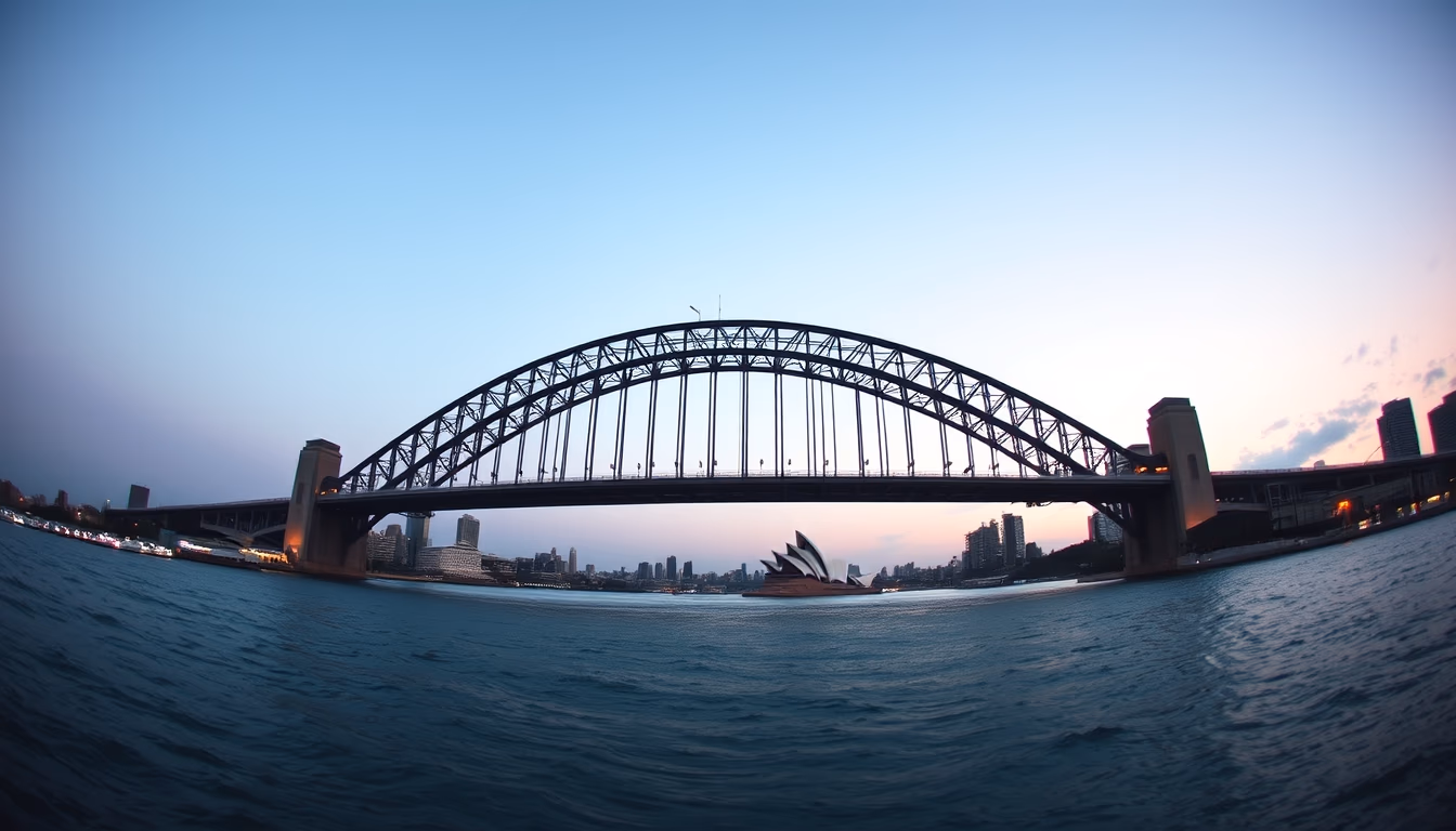 sydney harbour bridge in editorial style