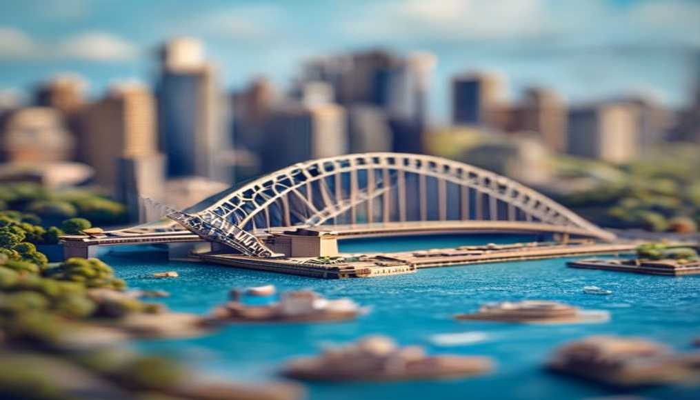 sydney harbour bridge in editorial style